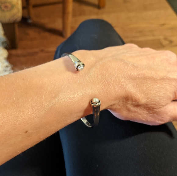 Sterling Pearl VTG GeoArt Cynthia Gale Bracelet - Picture 2 of 10